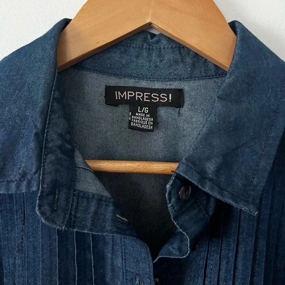 imPRESS Indigo Cotton Pleated Shirt - Picture 5 of 11